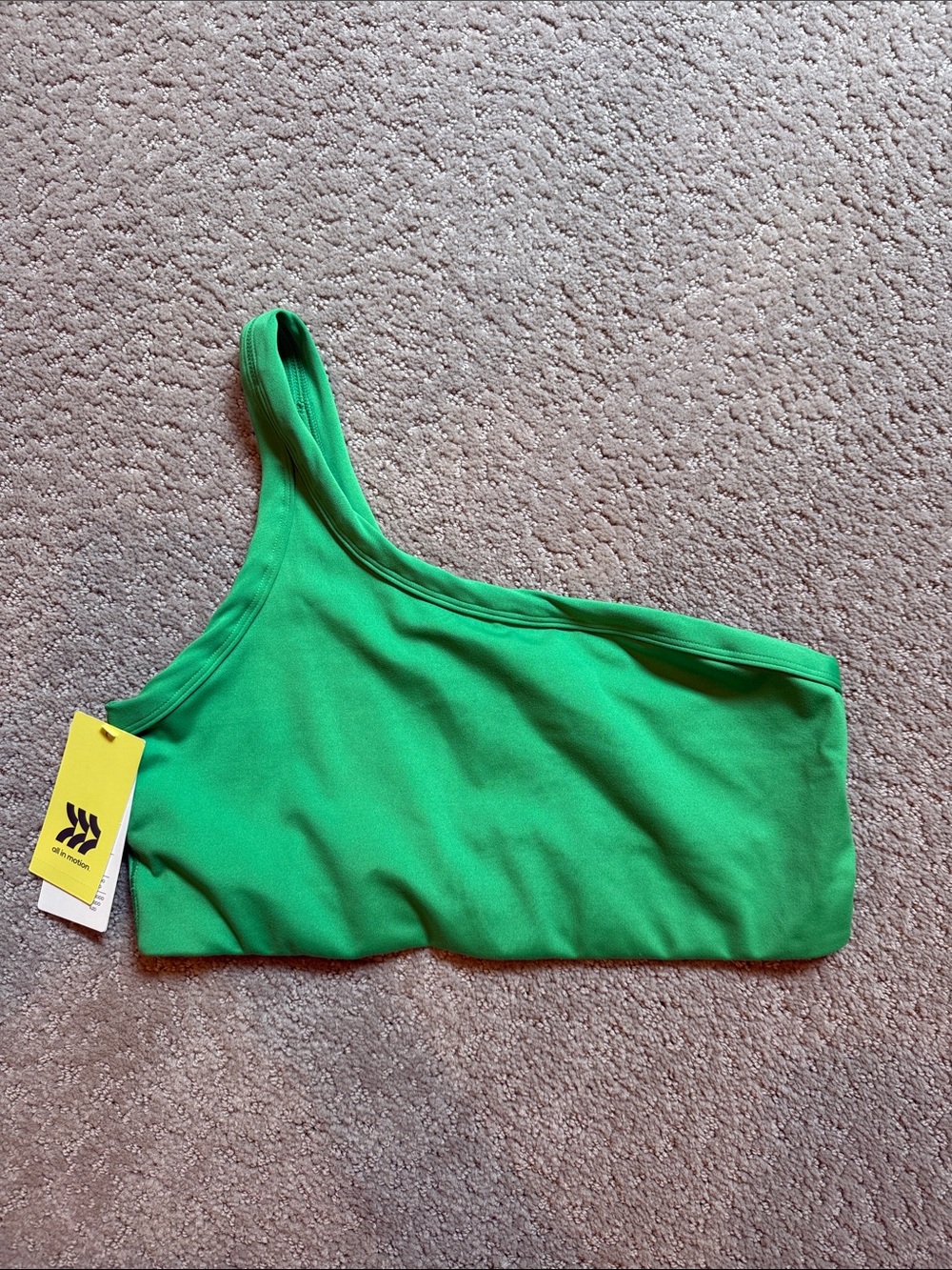 all in motion One-Shoulder Crop Top in Green